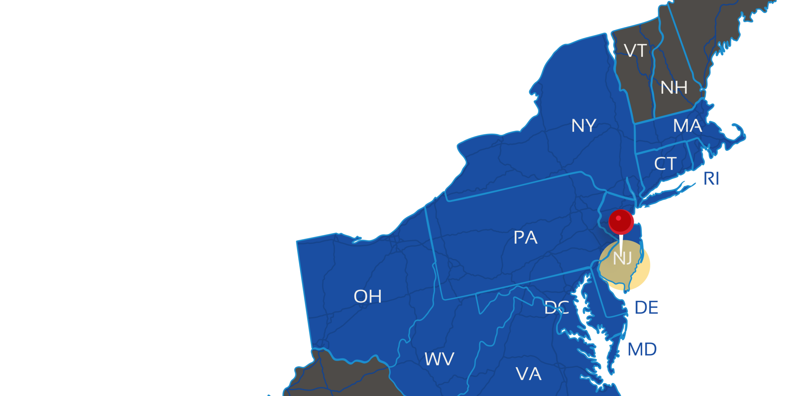 Map of Southern New Jersey service area
